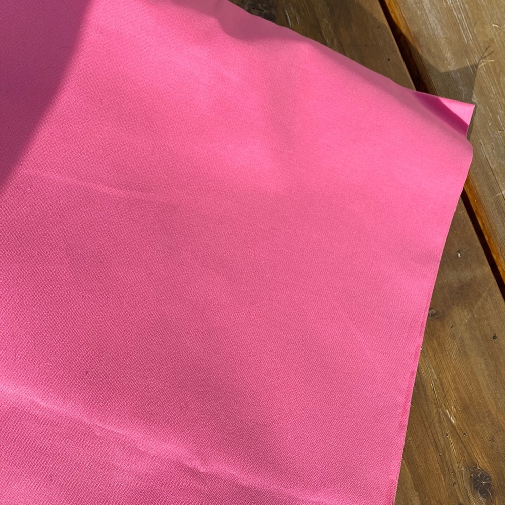 100% cotton Bubble Gum Pink, brand new from bolt! Generous 2.5yards (90” x 43”)!